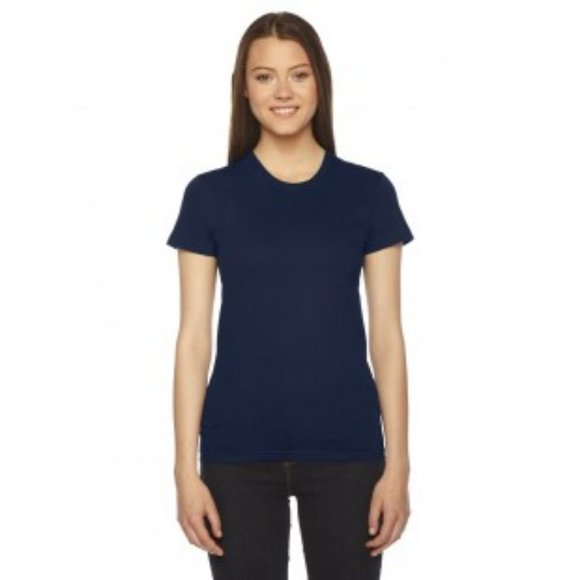 NWT AMERICAN APPAREL WOMEN'S ORGANIC FINE JERSEY SHORT SLEEVE T-SHIRT NAVY XL - Picture 1 of 6